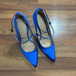 Like New Cobalt Blue Satin Pumps Zara